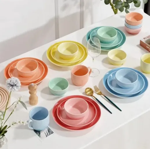 16 PCS Dinner Set Colorful Glaze Tableware