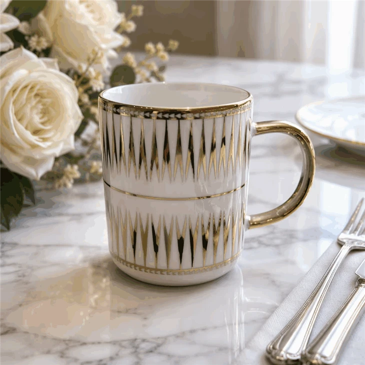 16 Pieces Luxury Gold Rim Electroplated Ceramic Dinner Set high quality