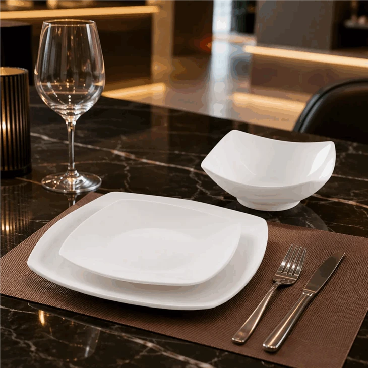 16Pcs Solid White Square Ceramic Dinner Set suppliers