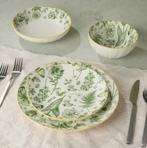 24PCS Leaf Relief Ceramic Dinnerware Set suppliers