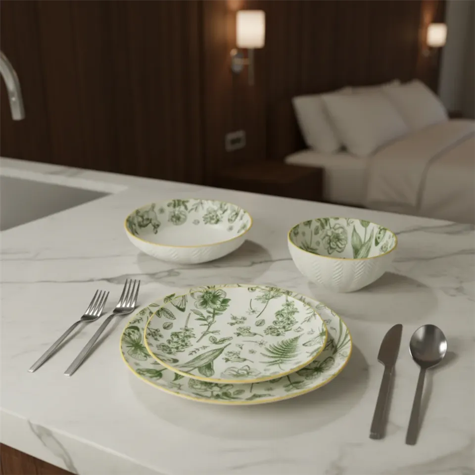 24pcs Outside Embossed Dinnerware Set high quality