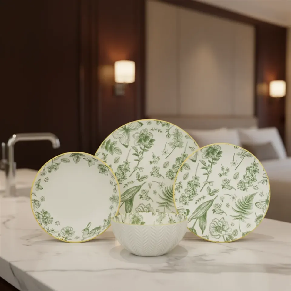 24pcs Outside Embossed Dinnerware Set
