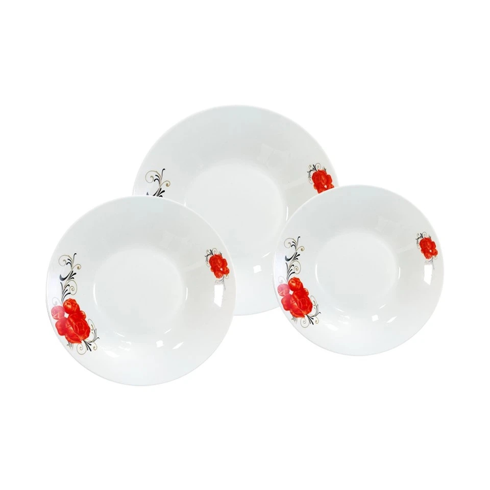 Red Flower Decal Porcelain Plate