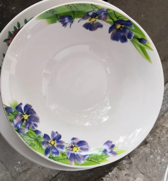 Ceramic Deep Soup Plate With Decal Printing