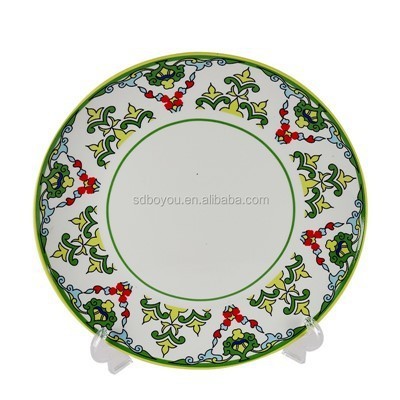 Wholesale Bohemian Patterned Stoneware Dinner Set — Green Floral Decal Plates & Bowls suppliers