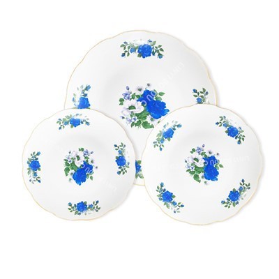 Classic Cobalt Blue Rose Scalloped Ceramic Dinnerware Set best