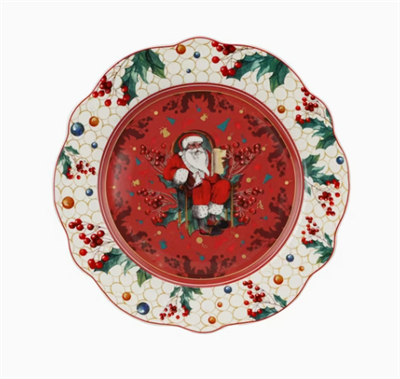 Premium Holiday Santa Holly Berry Porcelain Dinner Plate Soup Bowl Cup Set price