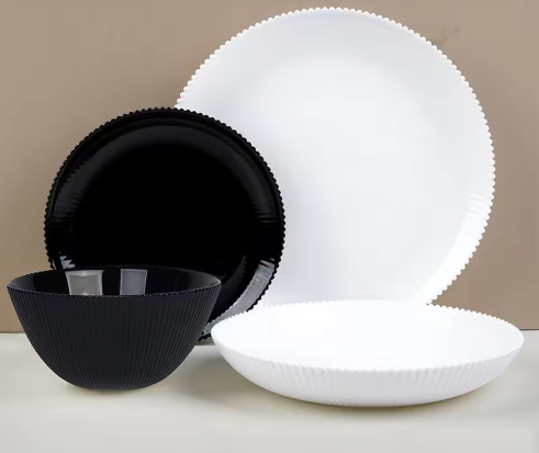 Black And White Opal Glassware