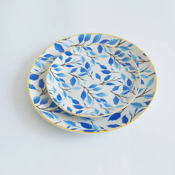 Blue Leaf Branch Ceramic Dinnerware Set high quality