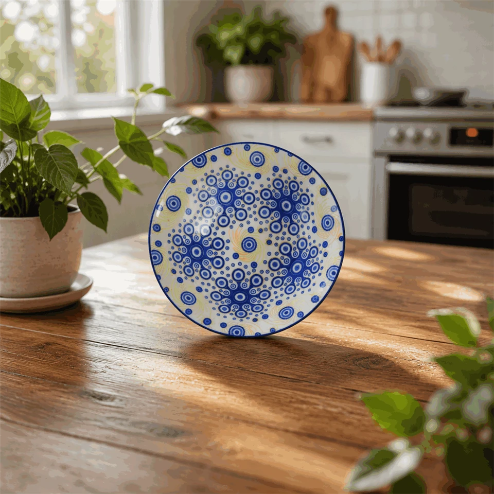 Bohemian Blue Concentric Circles Ceramic Dinnerware Set best