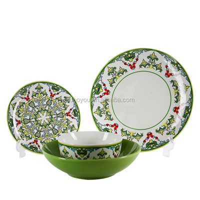 Bohemian Floral Green Ceramic Dinnerware Set