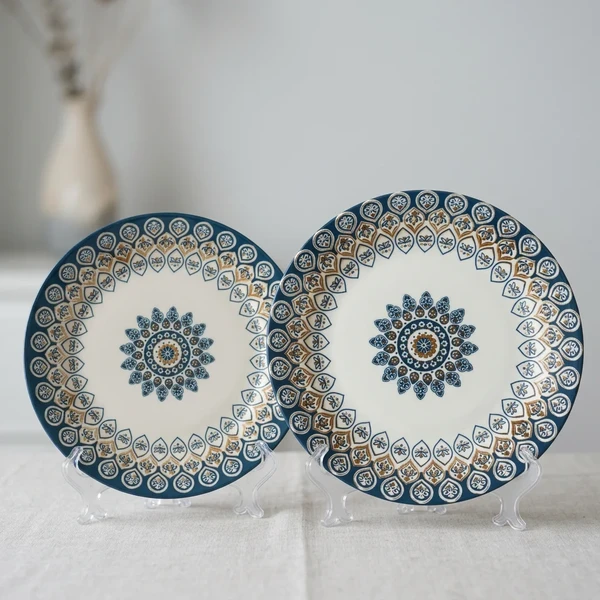Mandala‑style Ceramic Plates Set Ethnic‑style Beauty