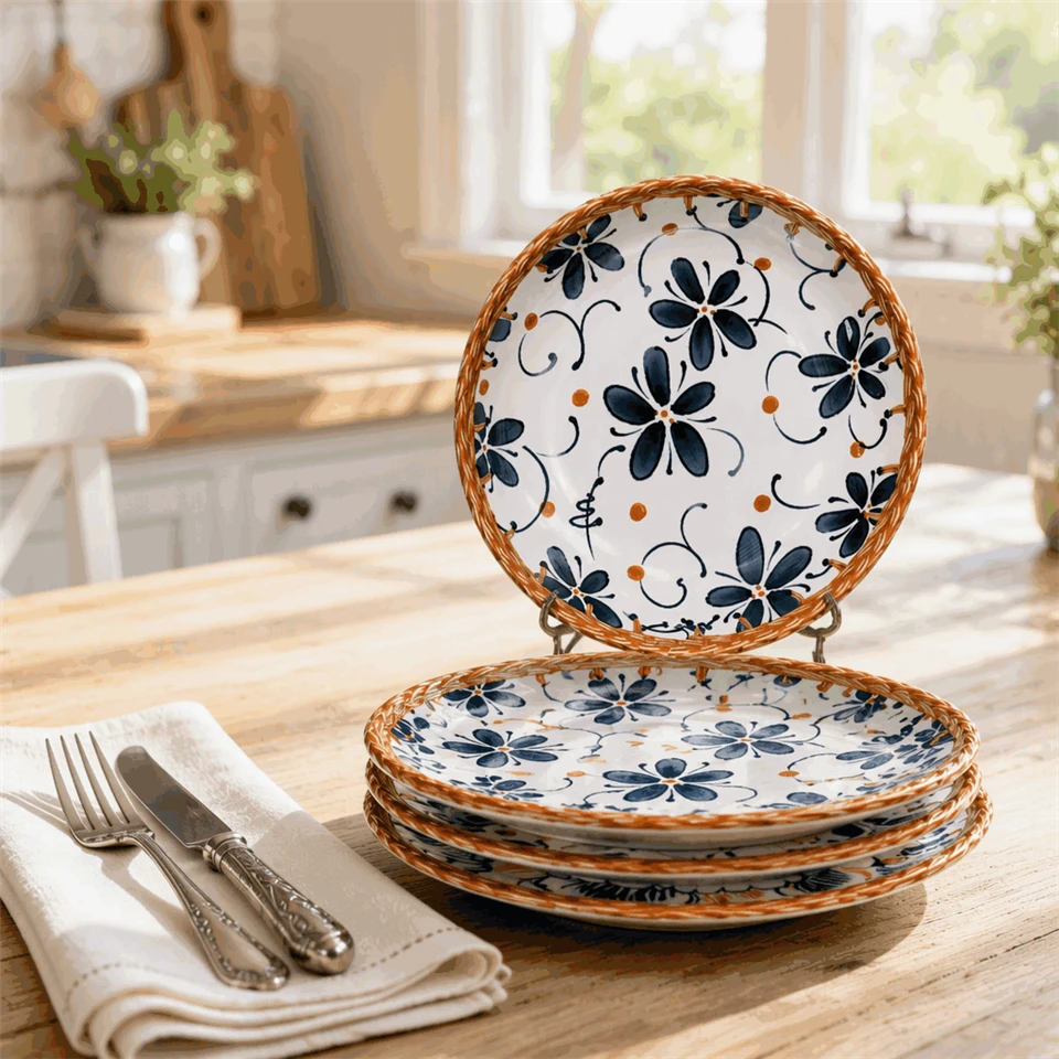 Bohemian Style Ceramic Dinner Plates Set factory