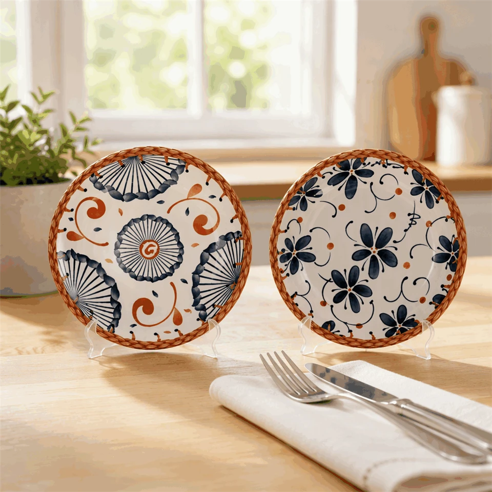 Bohemian Style Ceramic Dinner Plates Set high quality