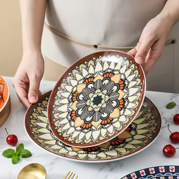 Large-sized Plate With Colorful Pad Printing Design