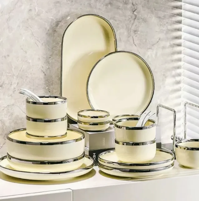 Ceramic Dinner Ware Set With Stylish Silver Accents best