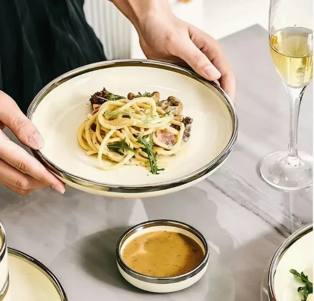 Ceramic Dinner Ware Set With Stylish Silver Accents price
