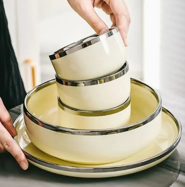 Ceramic Dinner Ware Set With Stylish Silver Accents suppliers