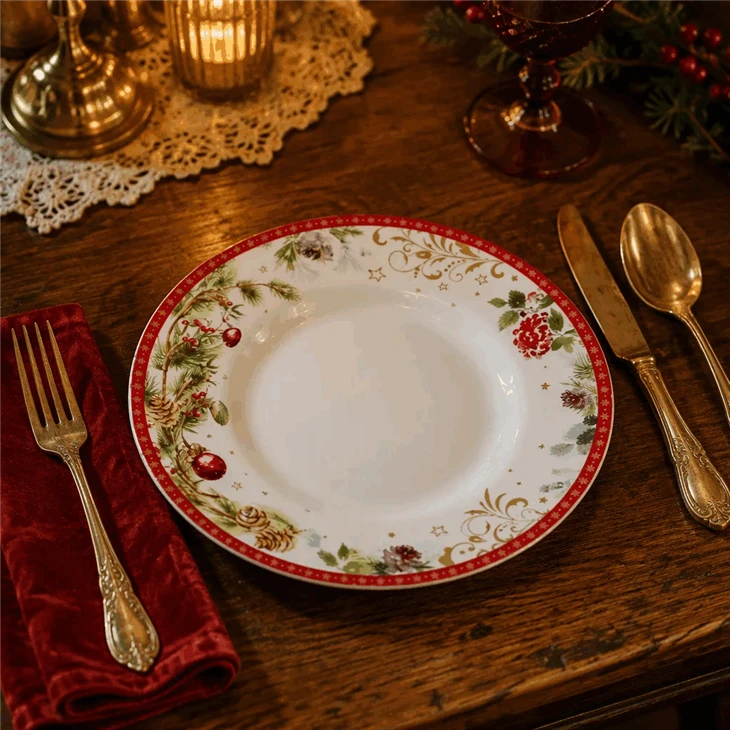 Christmas Themed Holiday Tree & Pinecone Pattern Tableware best