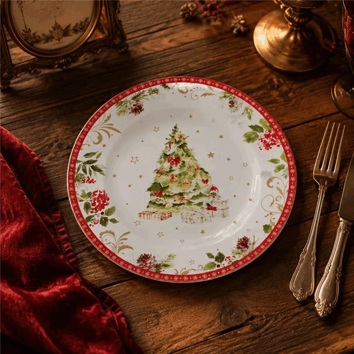 Christmas Themed Holiday Tree & Pinecone Pattern Tableware suppliers