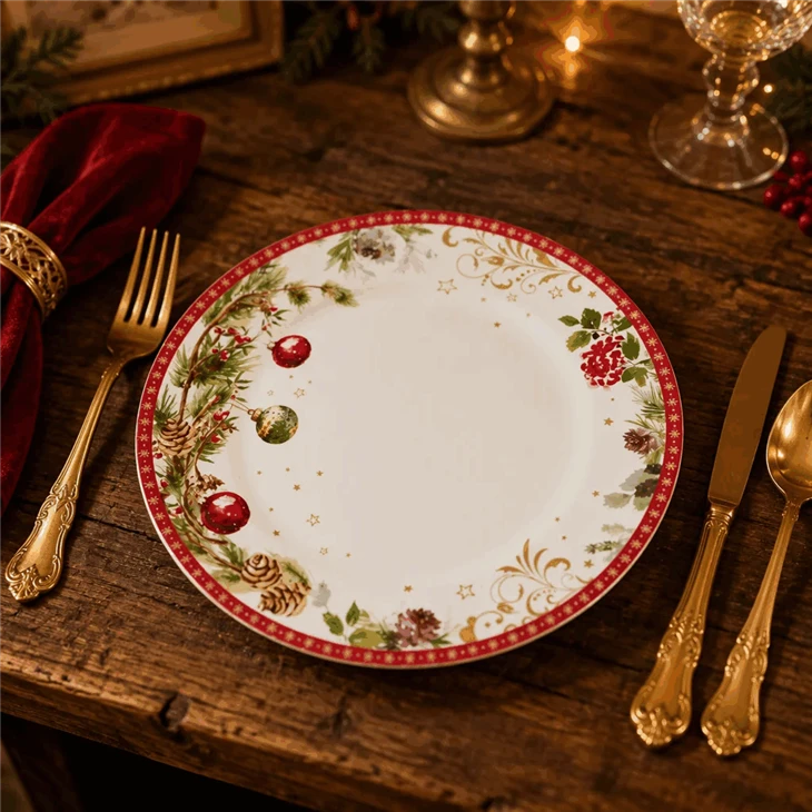 Christmas Themed Holiday Tree & Pinecone Pattern Tableware price