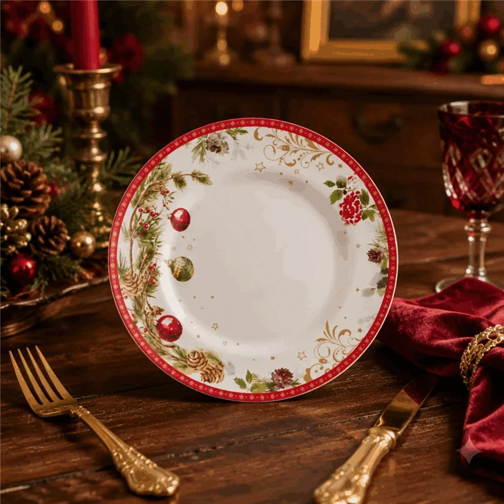Christmas Themed Holiday Tree & Pinecone Pattern Tableware suppliers