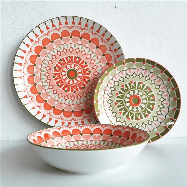 Colorful Geometric Pattern Plates & Bowls