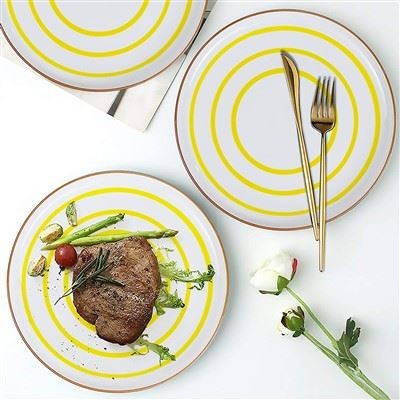 Colorful Striped Ceramic Dinner Plates factory