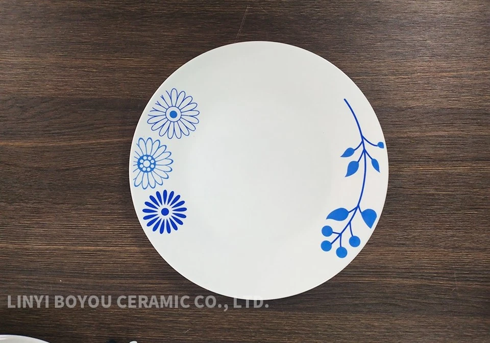 Ceramic Plate With Blue Decal Pattern suppliers