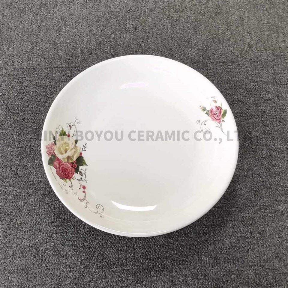 Decal‑Printed Elegant Ceramic Dinner Plates