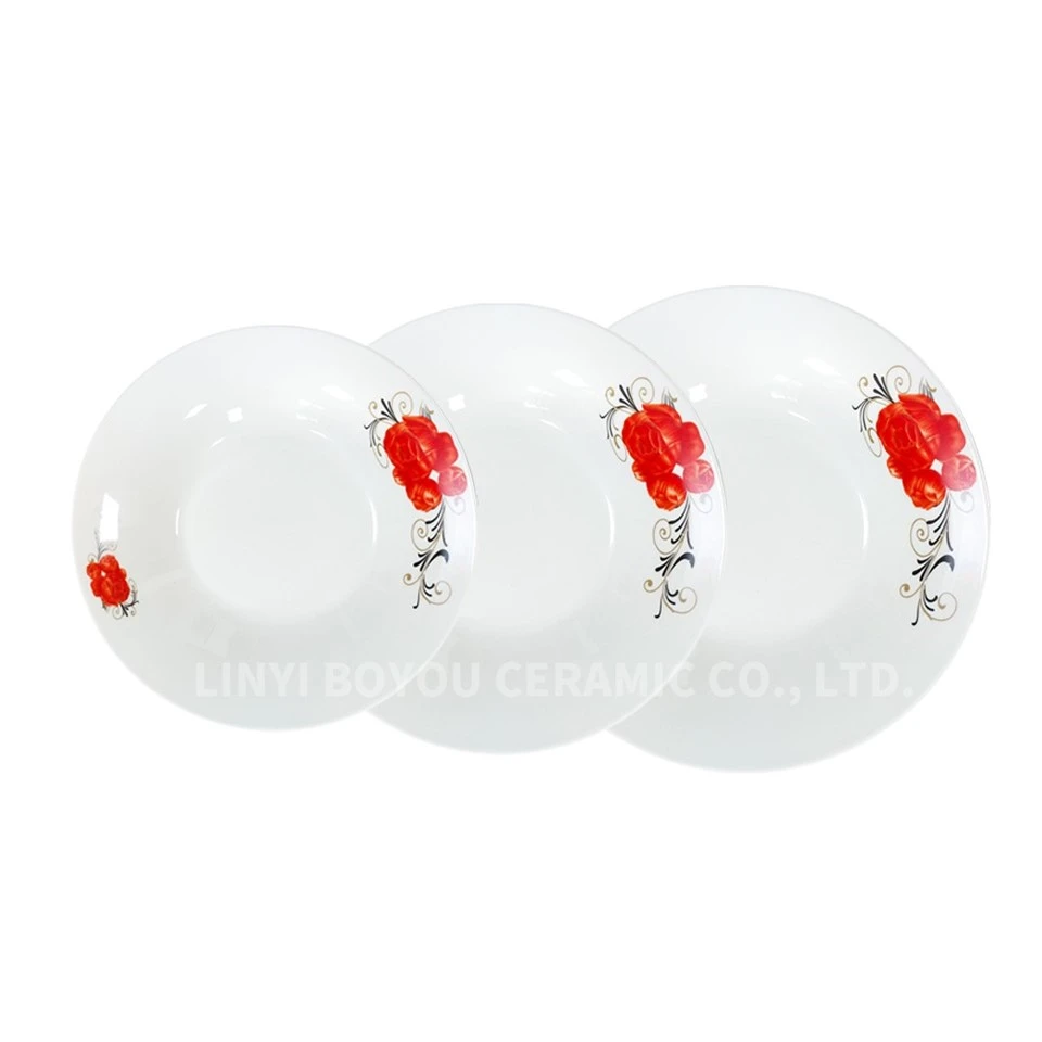 Red Flower Decal Porcelain Plate suppliers