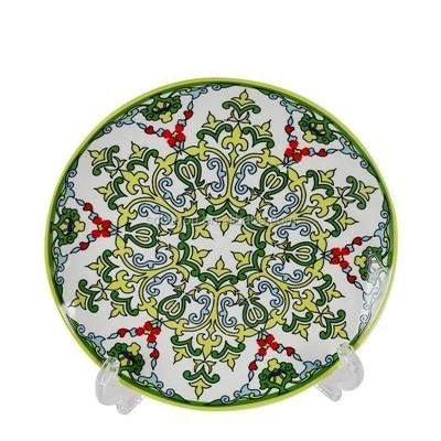 Wholesale Bohemian Patterned Stoneware Dinner Set — Green Floral Decal Plates & Bowls best