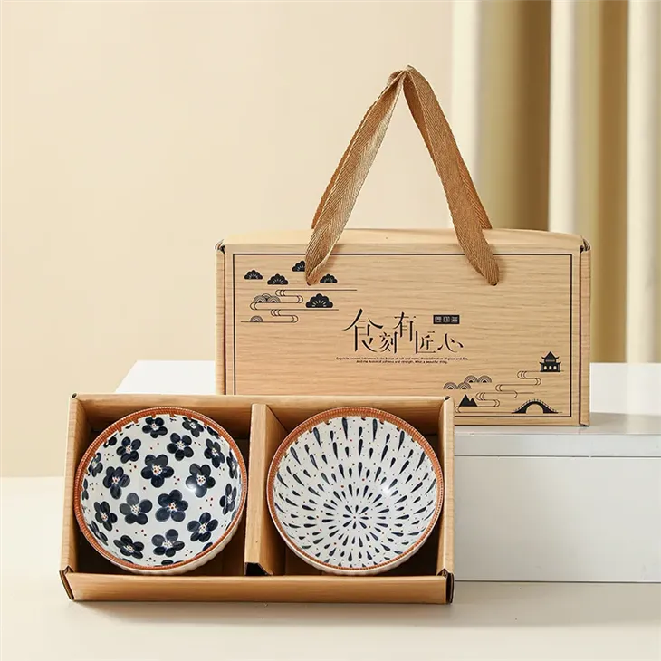 Japanese Indigo Floral Ceramic Rice Bowl Gift Set best