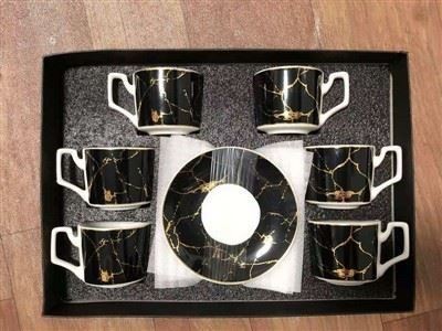 Marble Gold Rim Coffee Cup & Saucer Set suppliers