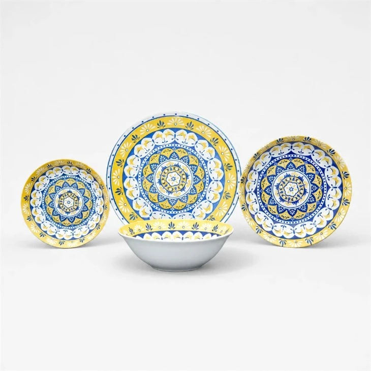 Mediterranean Mandala Floral Print Ceramic Dinnerware Set