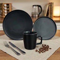 Minimalist Matte Black Colored Glaze Dinner Set price