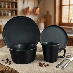 Minimalist Matte Black Colored Glaze Dinner Set suppliers