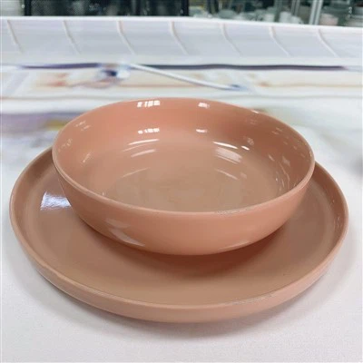Minimalist Pink Ceramic Plate & Bowl Set suppliers