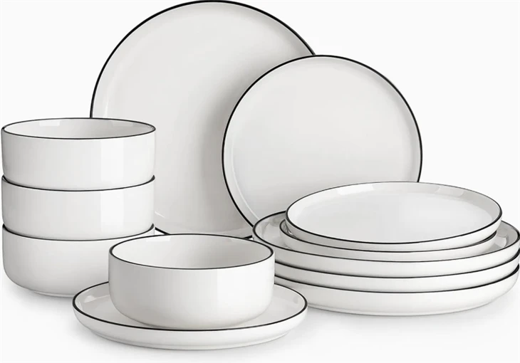 Modern Minimalist Stoneware White Dinner Set