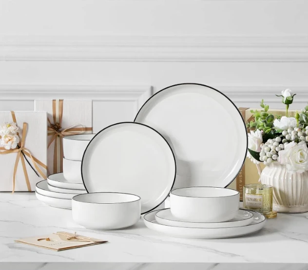 Modern Minimalist Stoneware White Dinner Set factory