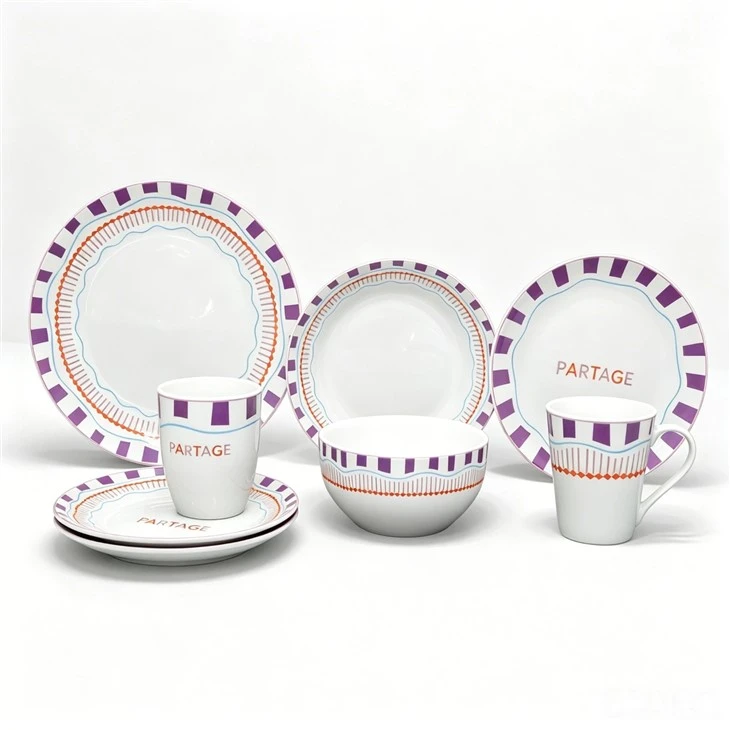 Decal‑Printed Porcelain Dinnerware Collection, 4 Assorted Colorful Pattern Ceramic Plates Bowls Mugs Tableware For Wholesale best