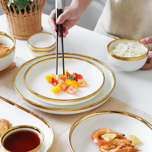 Nordic Gold Rim Best Ceramic Dinner Dishes suppliers