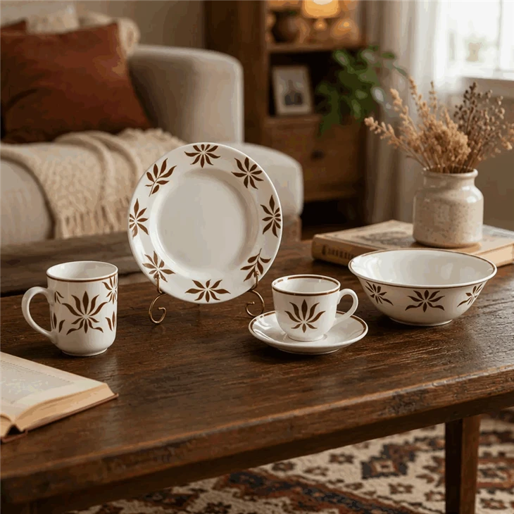 Retro Floral Peacock New Bone China Dinnerware Set