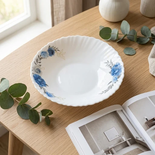 Rose Floral Opal Glass Dinner Plate high quality