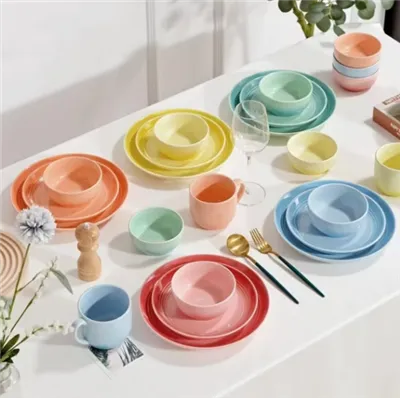 16 PCS Dinner Set Colorful Glaze Tableware