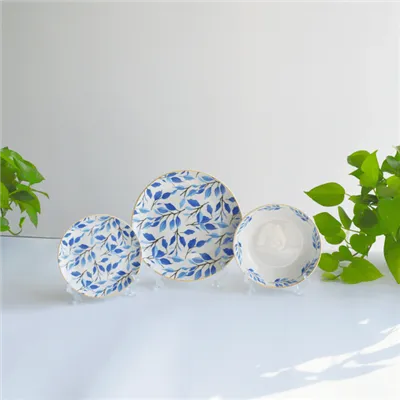 Blue Leaf Branch Ceramic Dinnerware Set Blue Leaf Branch Ceramic Dinnerware Set