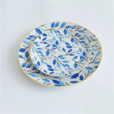 Blue Leaf Branch Ceramic Dinnerware Set Blue Leaf Branch Ceramic Dinnerware Set