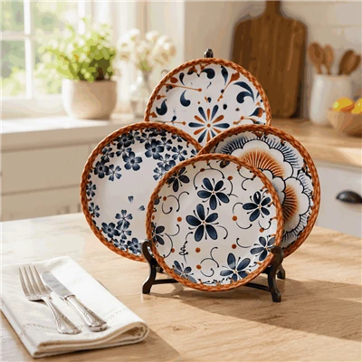 Bohemian Style Ceramic Dinner Plates Set