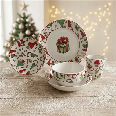 Christmas Gnome Ceramic Dinnerware Set