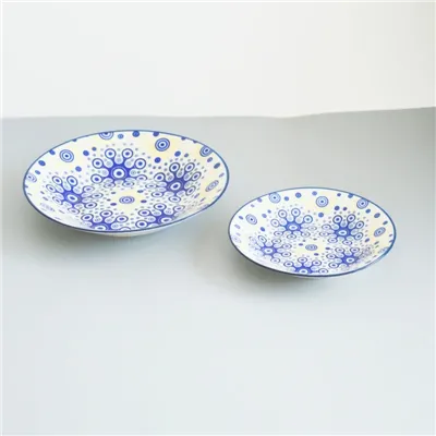 Blue Pad Printing Ceramic Tableware
